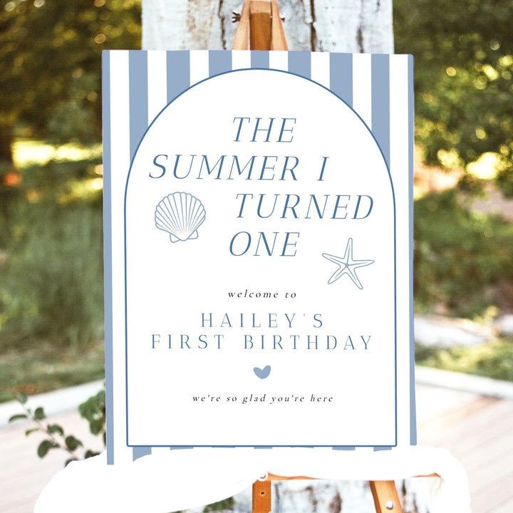 HAILEY The Summer I Turned One First Birthday Party Welcome Sign