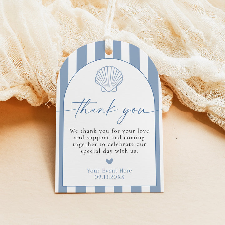 HAILEY Seaside Summer Coastal Stripe Thank You Tag