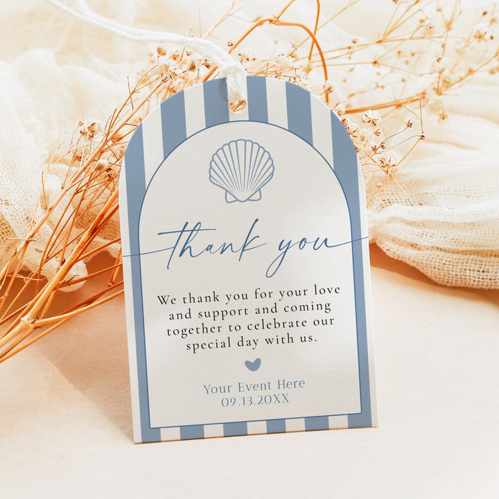 HAILEY Seaside Summer Coastal Stripe Thank You Tag