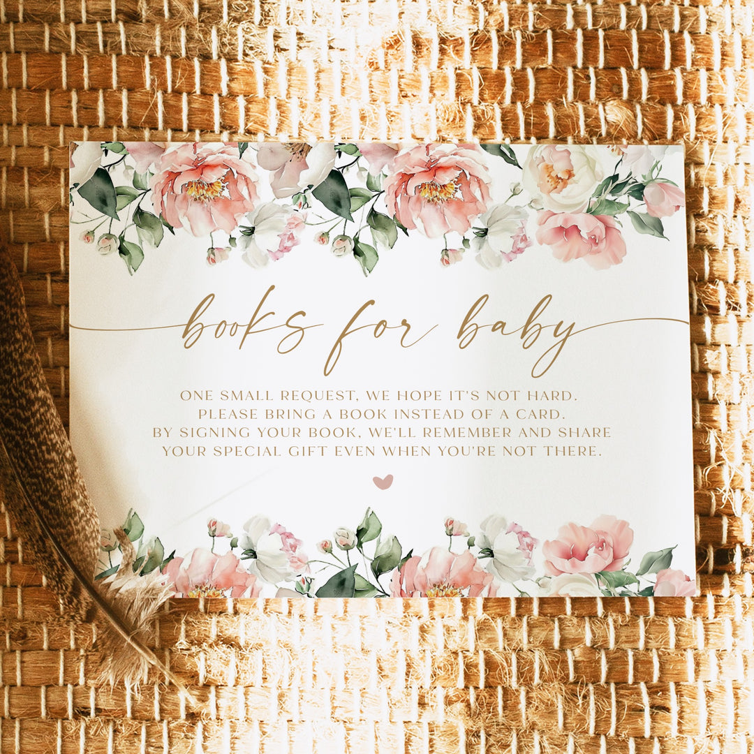ISLA Pink Floral Elegant Books for Baby Insert Card