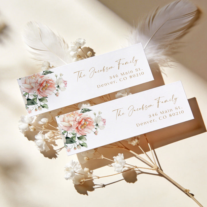 ISLA Pink Floral & Gold Elegant Return Address Label