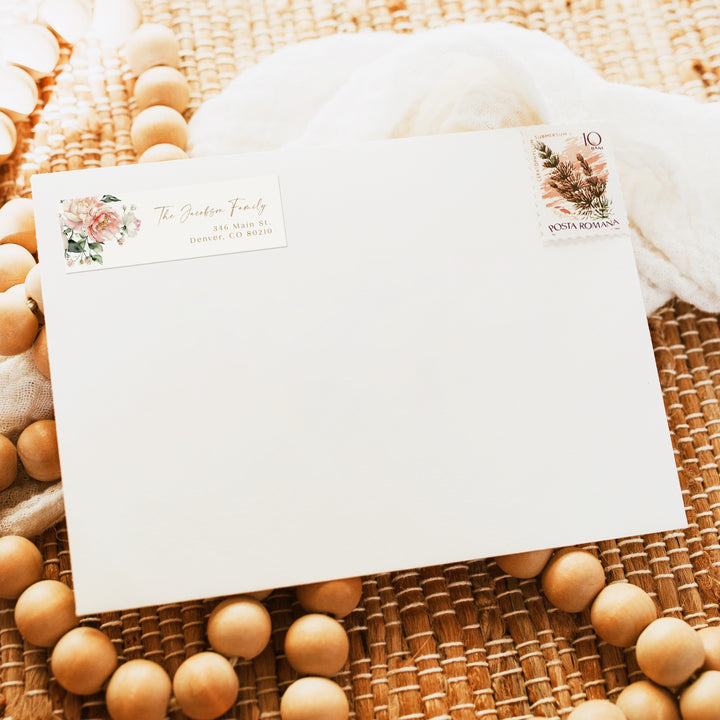 ISLA Pink Floral & Gold Elegant Return Address Label