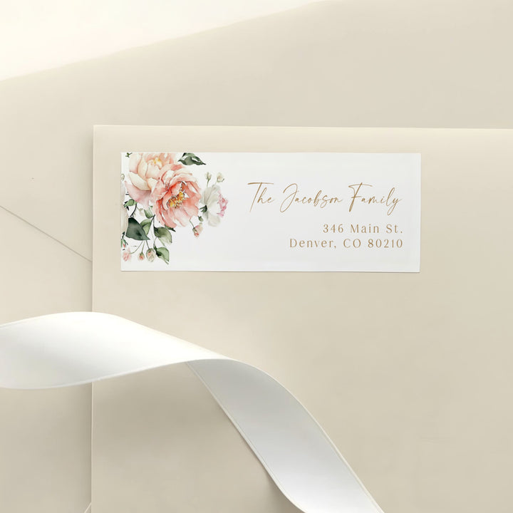 ISLA Pink Floral & Gold Elegant Return Address Label