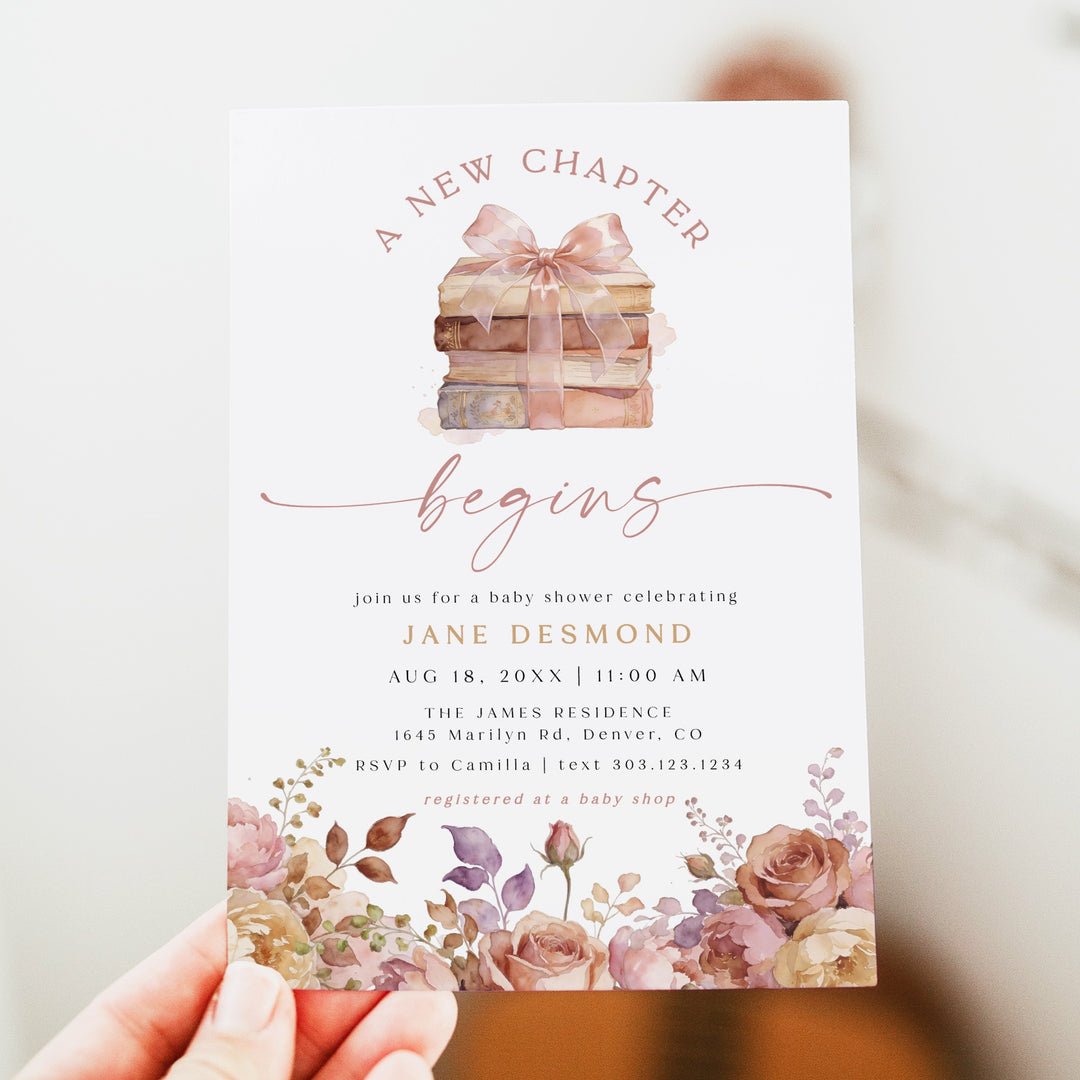 JANE A New Chapter Begins Storybook Baby Shower Invitation