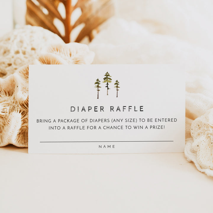 JENNA Little Explorer On The Way Pine Tree Baby Shower Diaper Raffle Tickets