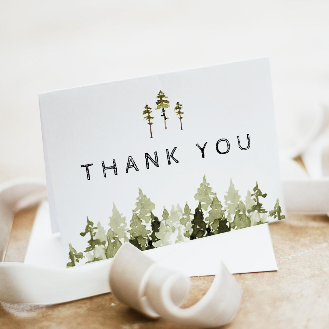 JENNA Adventure Awaits Pine Tree Baby Shower Invitation Bundle