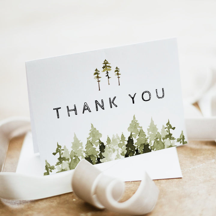 JENNA Adventure Awaits Pine Tree Baby Shower Invitation Bundle