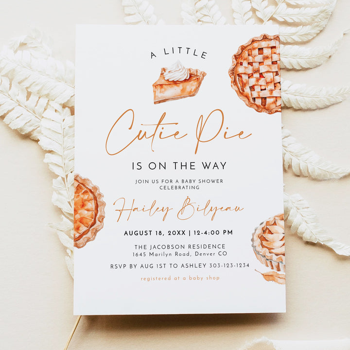 MABEL Cutie Pie On The Way Fall Baby Shower Invitation Suite