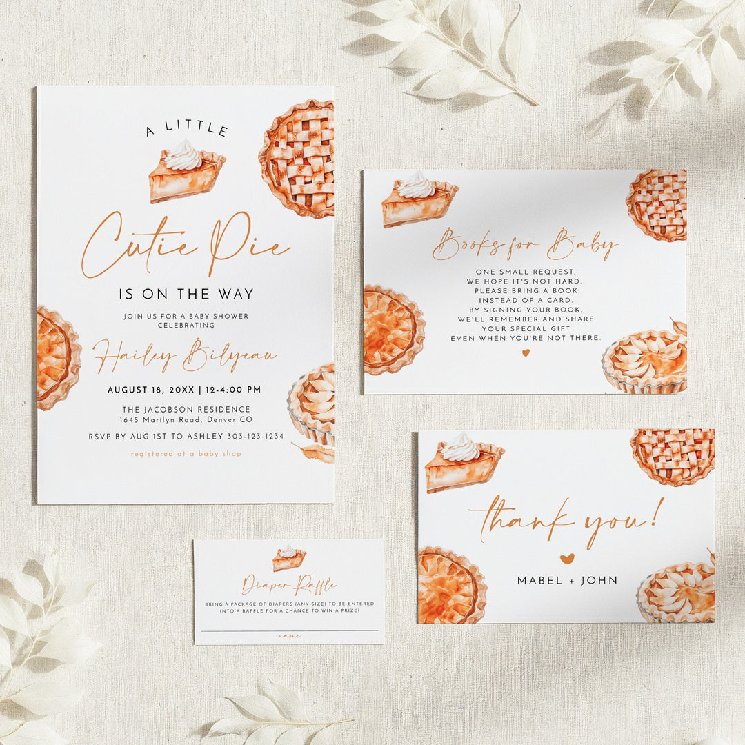 MABEL Cutie Pie On The Way Fall Baby Shower Invitation Suite