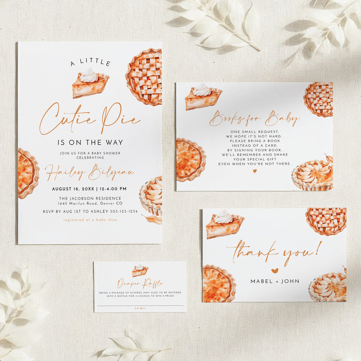 MABEL Cutie Pie On The Way Fall Baby Shower Invitation Suite