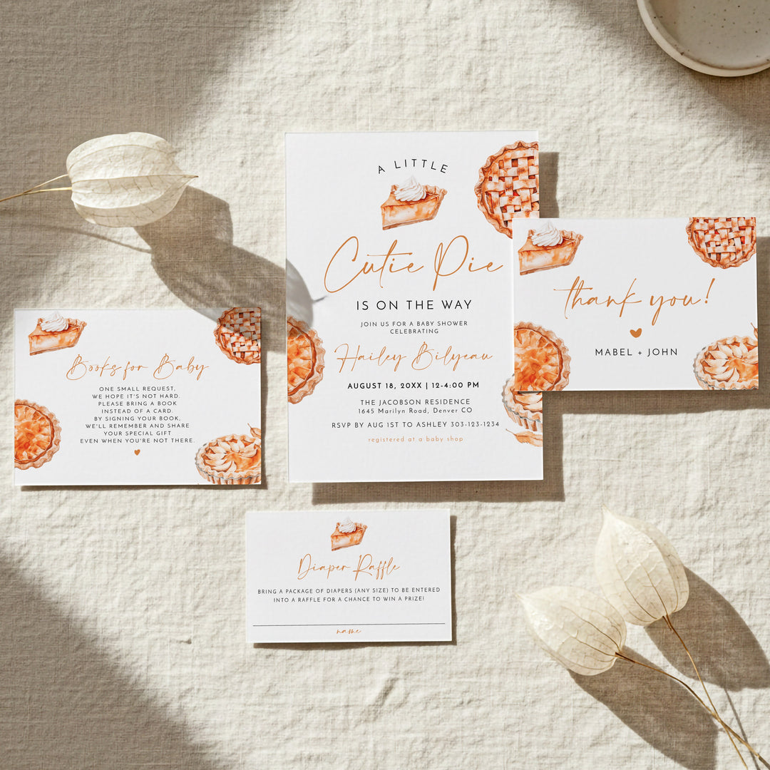 MABEL Cutie Pie On The Way Fall Baby Shower Invitation Suite