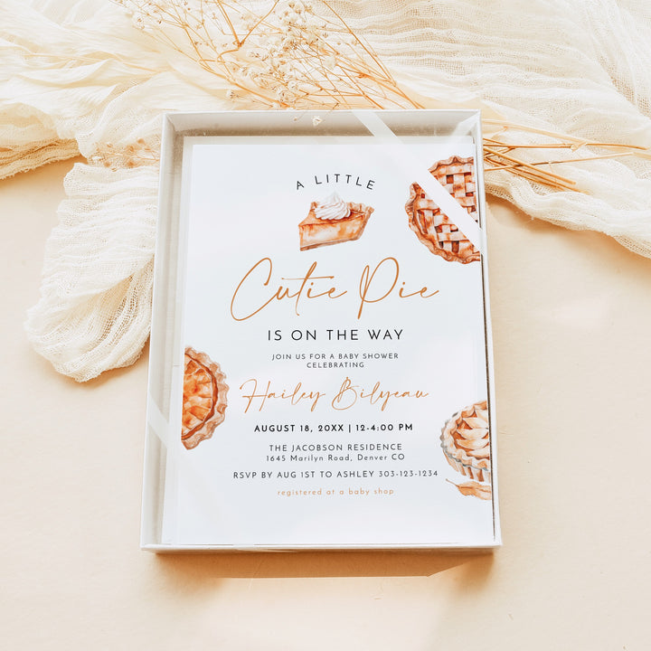 MABEL Little Cutie Pie On The Way Fall Baby Shower Invitation with Photo