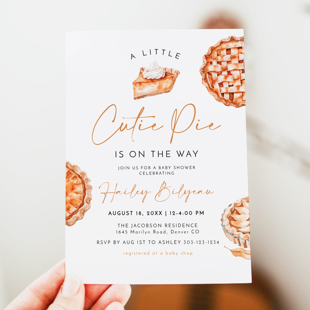 MABEL Little Cutie Pie On The Way Fall Baby Shower Invitation with Photo