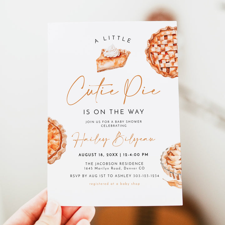 MABEL Little Cutie Pie On The Way Fall Baby Shower Invitation with Photo