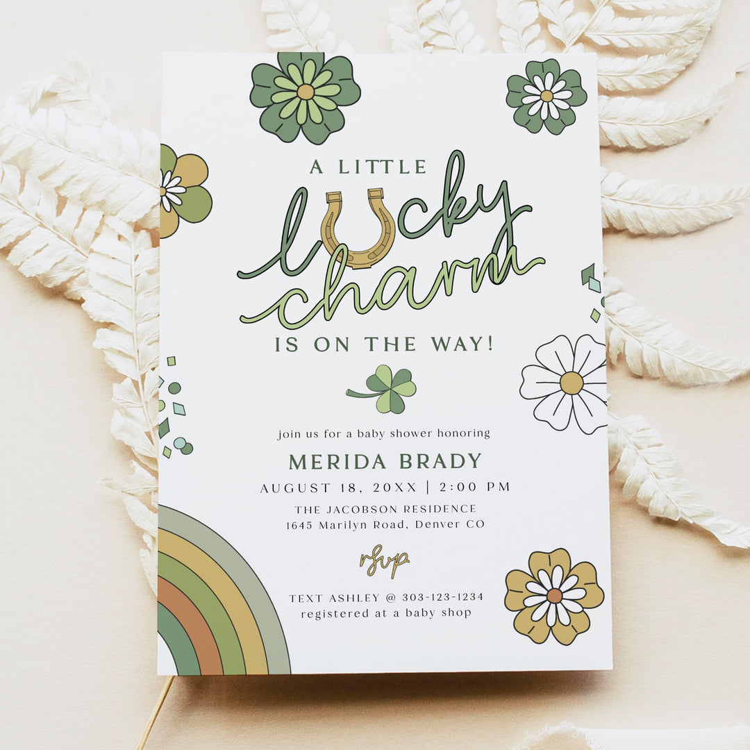 MERIDA St. Patrick's Day Little Lucky Charm Baby Shower Invitation