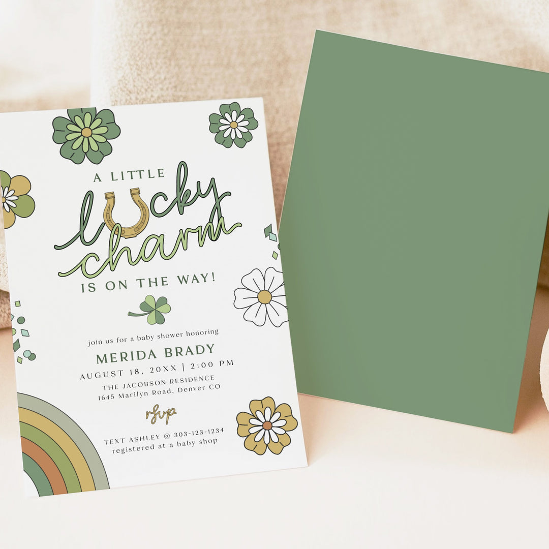 MERIDA St. Patrick's Day Little Lucky Charm Baby Shower Invitation