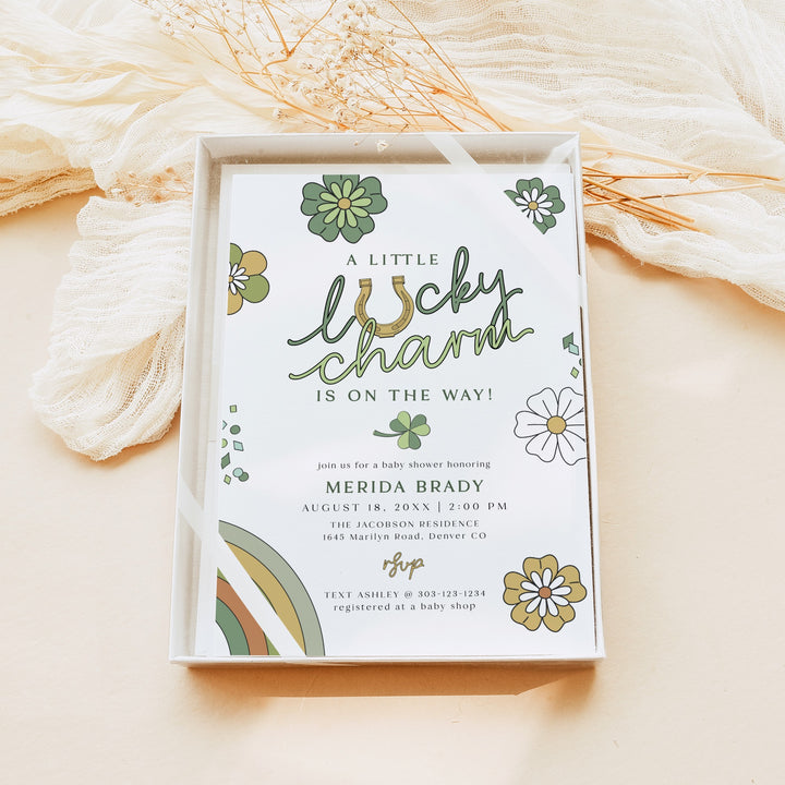 MERIDA St. Patrick's Day Little Lucky Charm Baby Shower Invitation