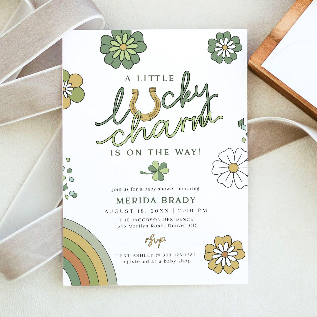 MERIDA St. Patrick's Day Little Lucky Charm Baby Shower Invitation