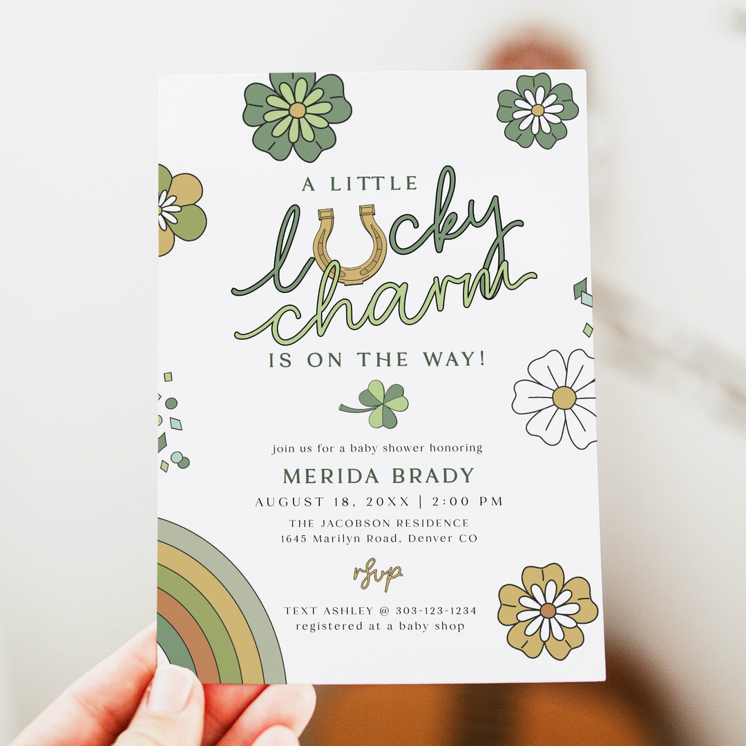 MERIDA St. Patrick's Day Little Lucky Charm Baby Shower Invitation