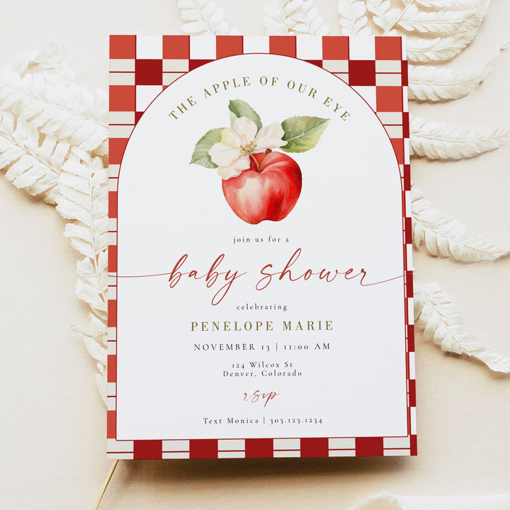 PENELOPE Apple Of Our Eye Red Gingham Apple Baby Shower