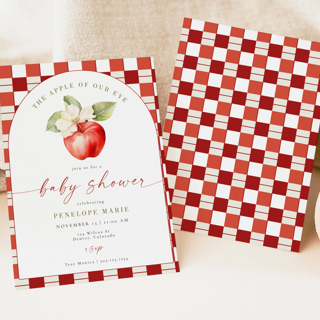 PENELOPE Apple Of Our Eye Red Gingham Apple Baby Shower