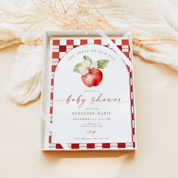 PENELOPE Apple Of Our Eye Red Gingham Apple Baby Shower