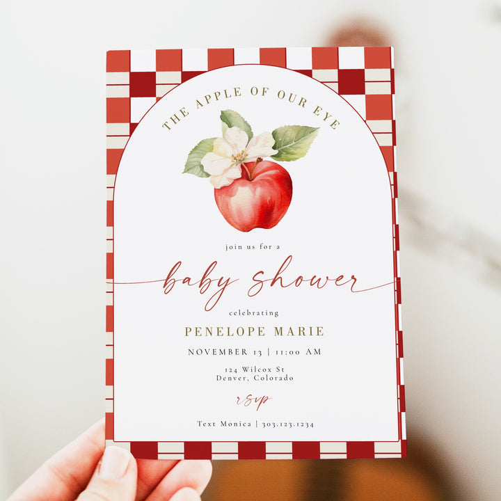 PENELOPE Apple Of Our Eye Red Gingham Apple Baby Shower