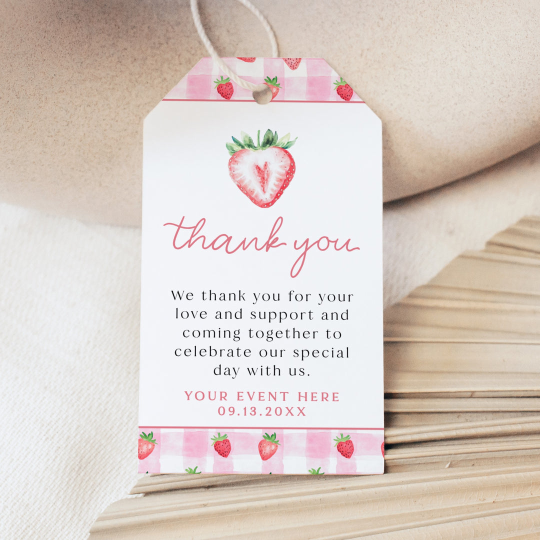 MAISIE Berry First Birthday Strawberry Thank You Tag
