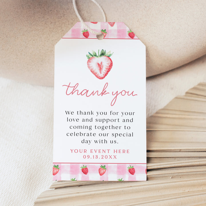MAISIE Berry First Birthday Strawberry Thank You Tag