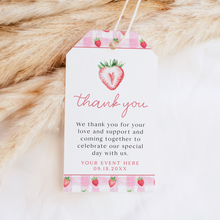 MAISIE Berry First Birthday Strawberry Thank You Tag