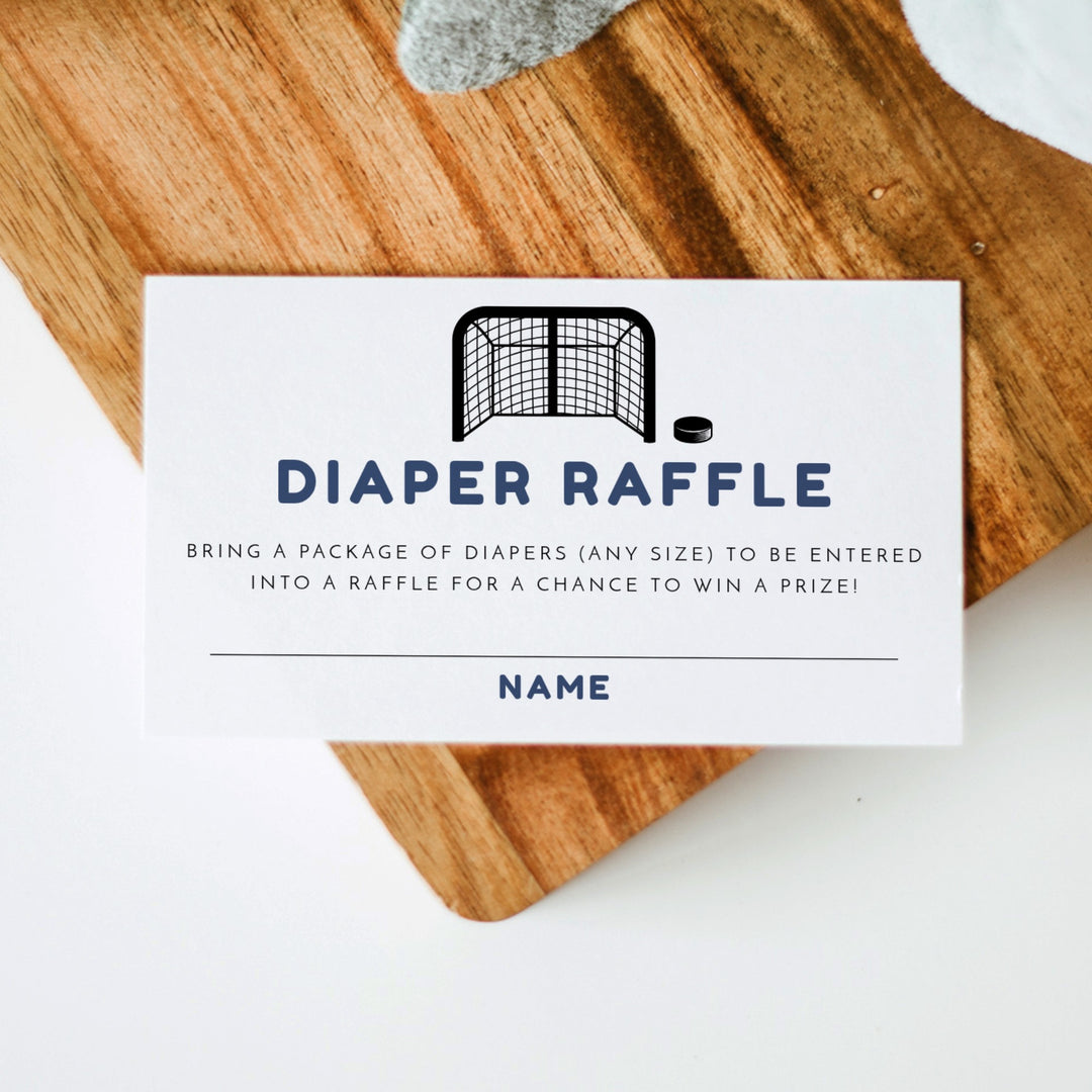 WAYNE Little Rookie Hockey Theme Baby Shower Diaper Raffle Card