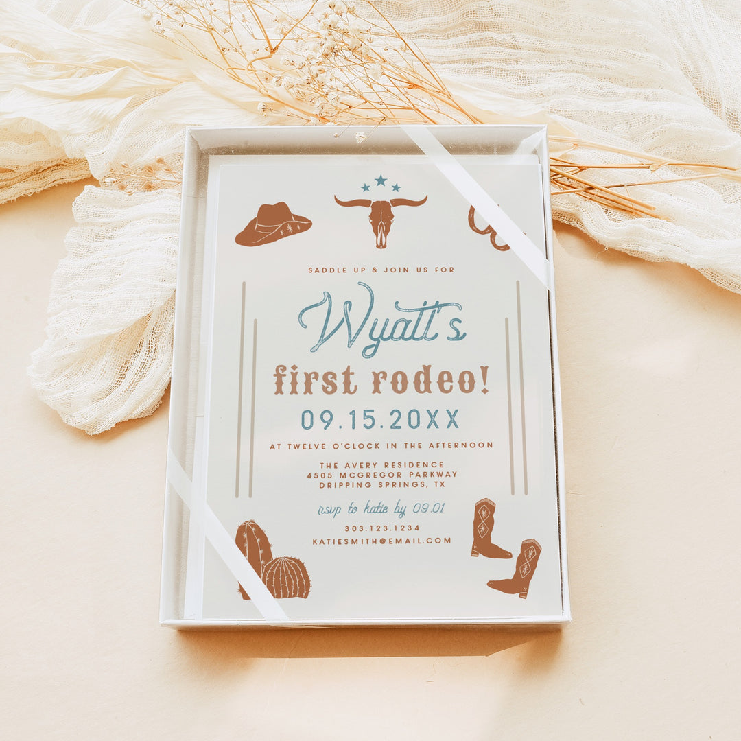 WYNONA First Rodeo Terracotta Western First Birthday Invitation