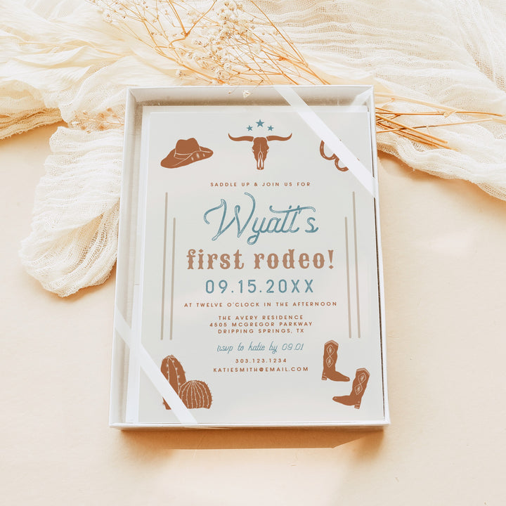 WYNONA First Rodeo Terracotta Western First Birthday Invitation