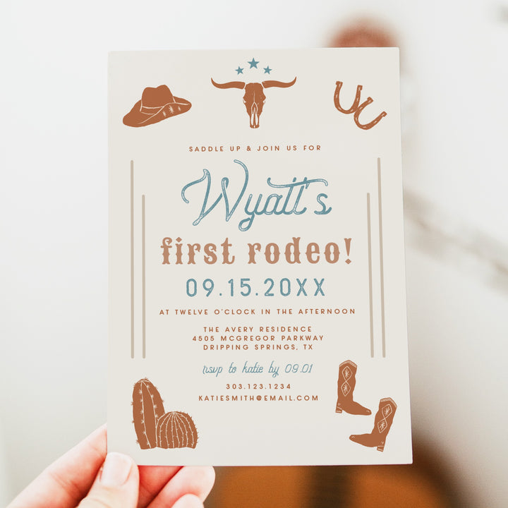 WYNONA First Rodeo Terracotta Western First Birthday Invitation