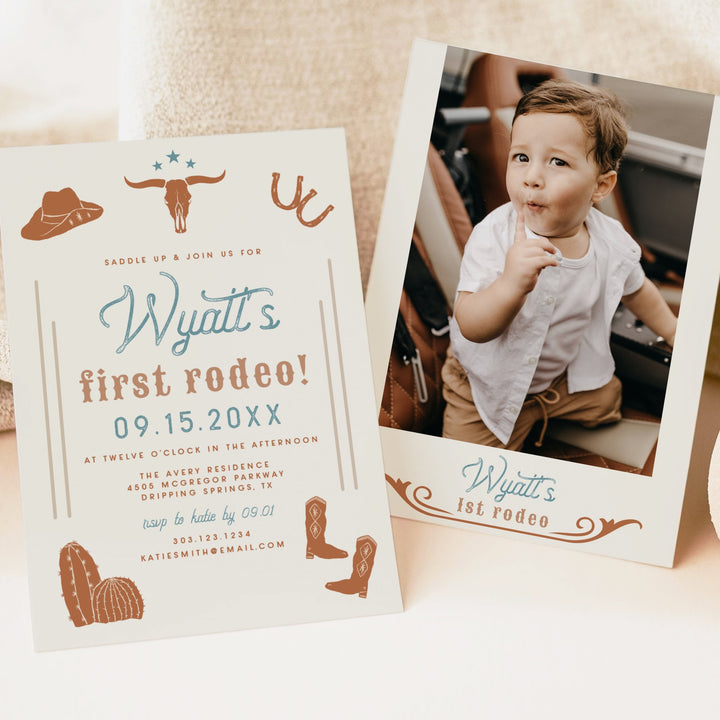 WYNONA First Rodeo Terracotta Western First Birthday Invitation