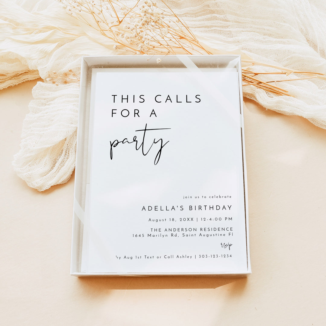 ADELLA Black & White Modern Birthday Shower Invitation