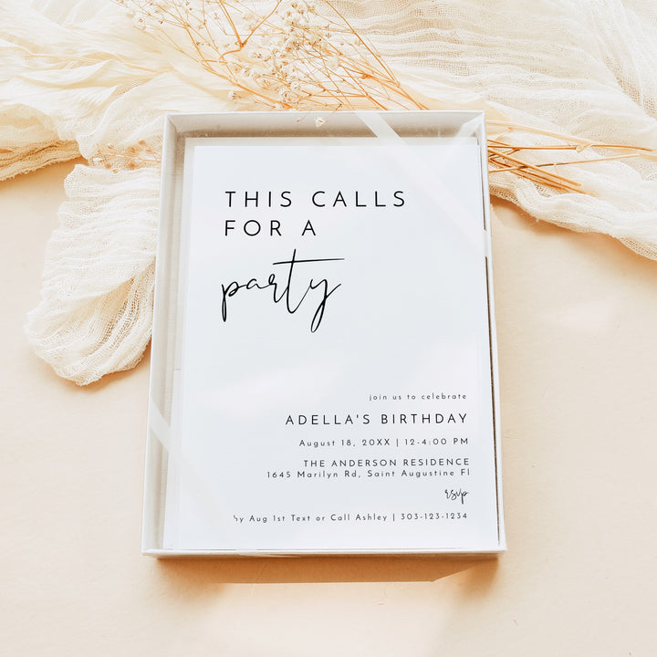 ADELLA Black & White Modern Birthday Shower Invitation