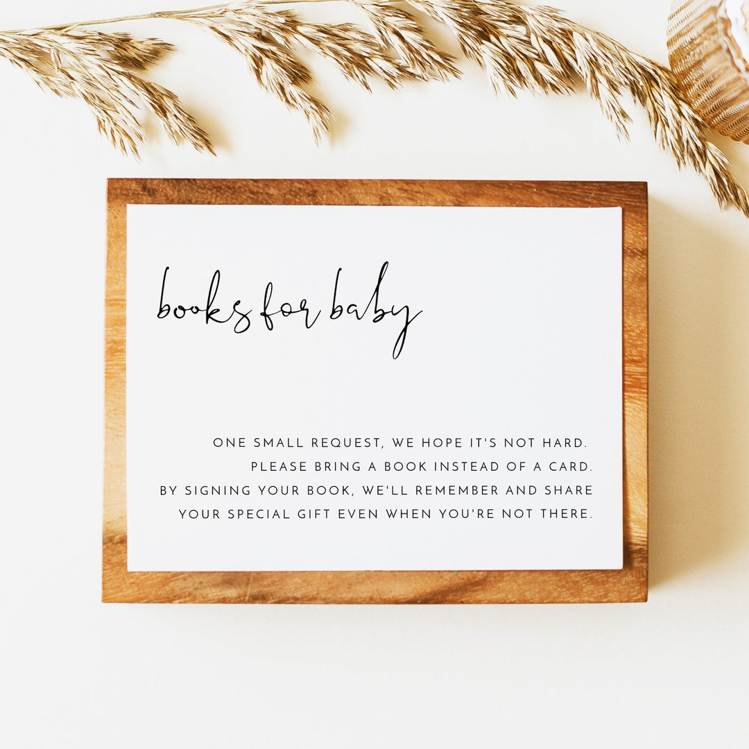 ADELLA Oh Baby Black & White Modern Baby Shower Books for Baby Insert Card