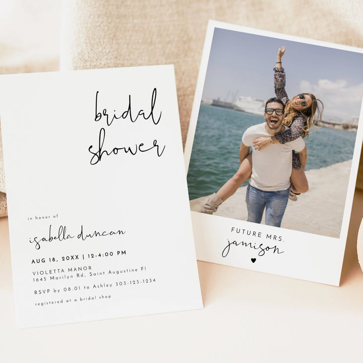 ADELLA Black & White Modern Bridal Shower Invitation