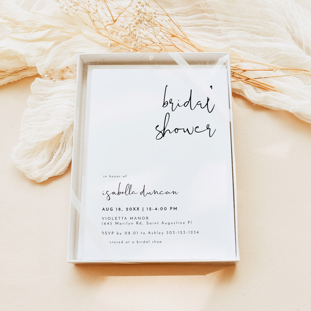 ADELLA Black & White Modern Bridal Shower Invitation