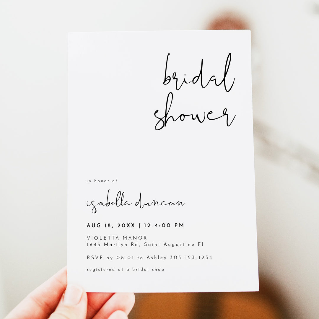 ADELLA Black & White Modern Bridal Shower Invitation