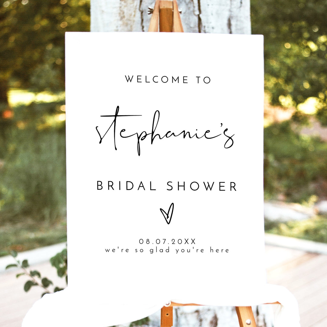 ADELLA Black & White Modern Bridal Shower Welcome Sign