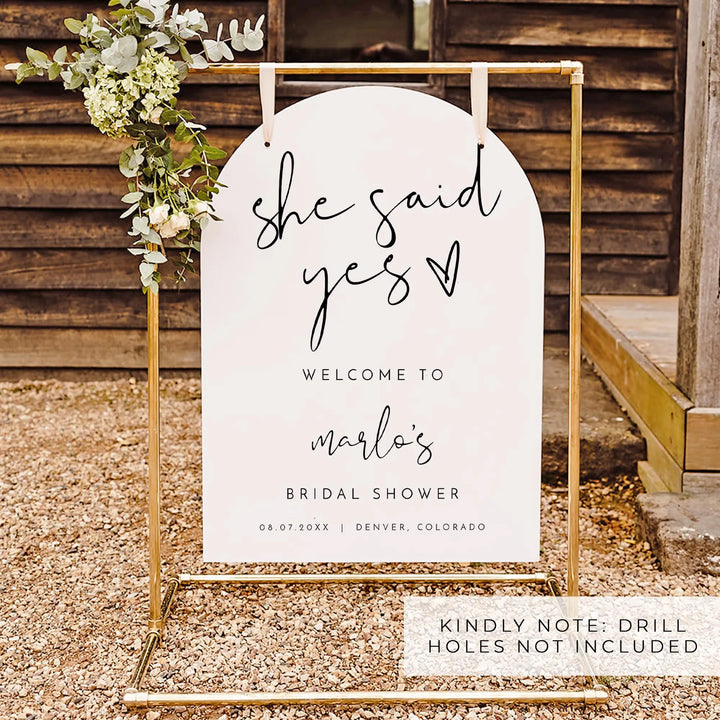 ADELLA She Said Yes Black & White Modern Bridal Shower Welcome Sign