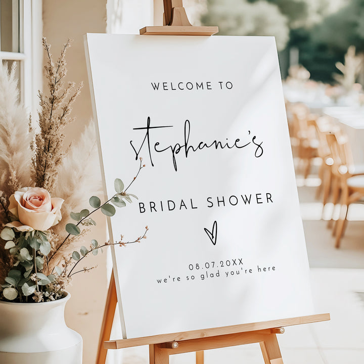 ADELLA Black & White Modern Bridal Shower Welcome Sign