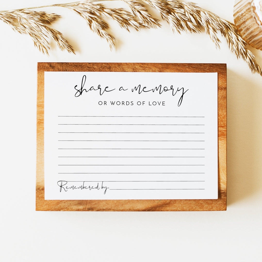 ADELLA Modern Minimalist Share A Memory Funeral Card