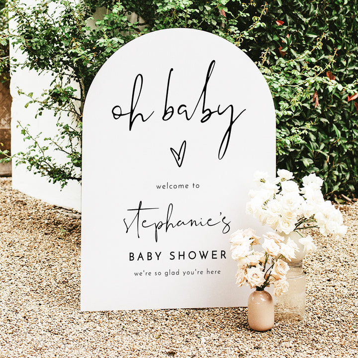 ADELLA Oh Baby Black & White Modern Baby Shower Welcome Sign