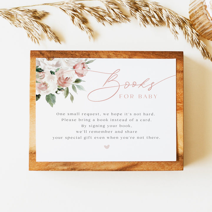 ALLEGRA Sweet Baby Girl Boho Blush Pink Floral Baby Shower Invitation Set