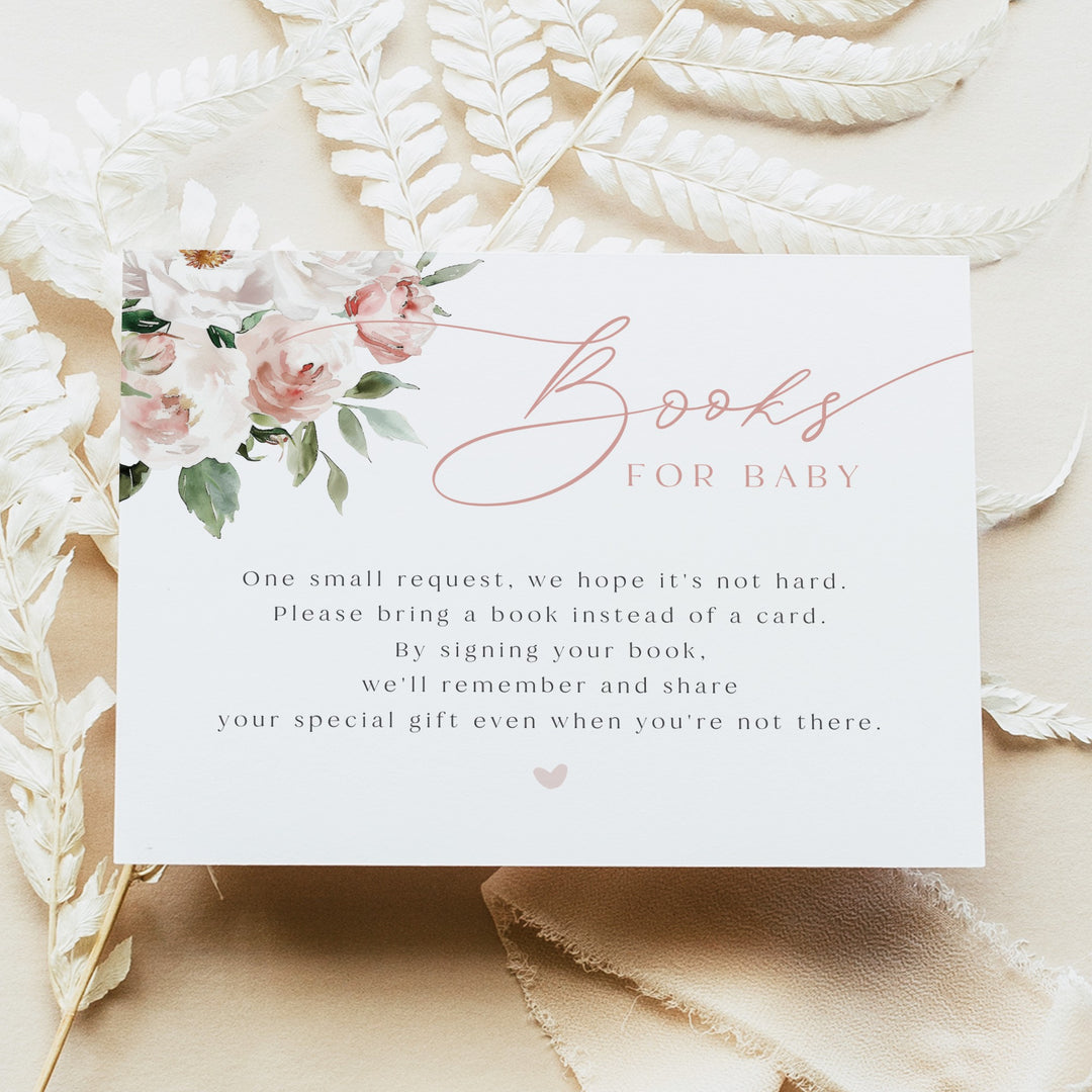 ALLEGRA Baby in Bloom Boho Floral Baby Shower Books for Baby Invitation Insert