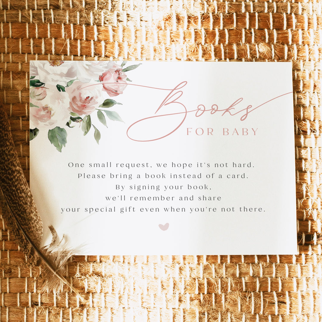ALLEGRA Baby in Bloom Boho Floral Baby Shower Books for Baby Invitation Insert