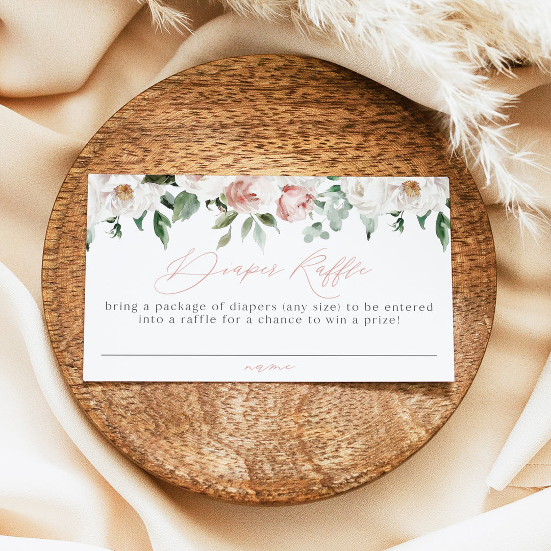ALLEGRA Baby In Bloom Boho Floral Baby Shower Diaper Raffle Cards
